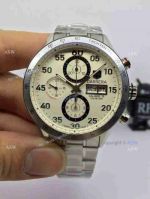 Replica Tag Heuer Carrera Calibre 16 100 Meters Chronograph Swiss Watch SS Milk white